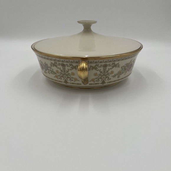 Lenox Serving Tureen with Lid Gold Trim Floral Pattern Porcelain Dish - Picture 2 of 12